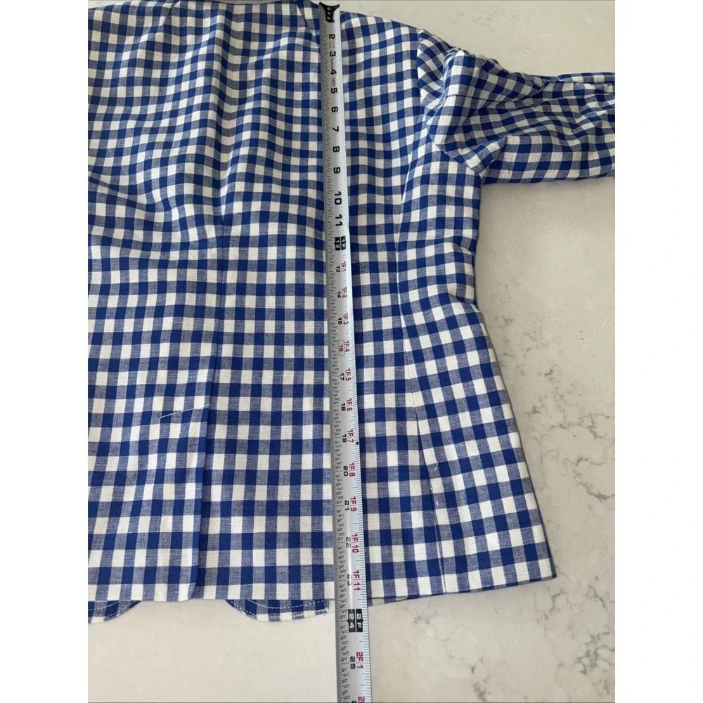 J Crew Schoolboy Gingham blazer Linen Womens 10 G1482 Lined Plaid Blue Summer